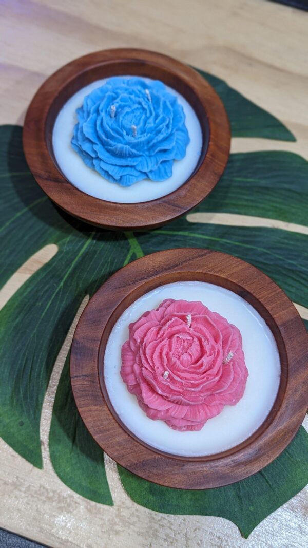 Scented Dreams - Flower Candle Wooden Bowl: Cheers! Scent