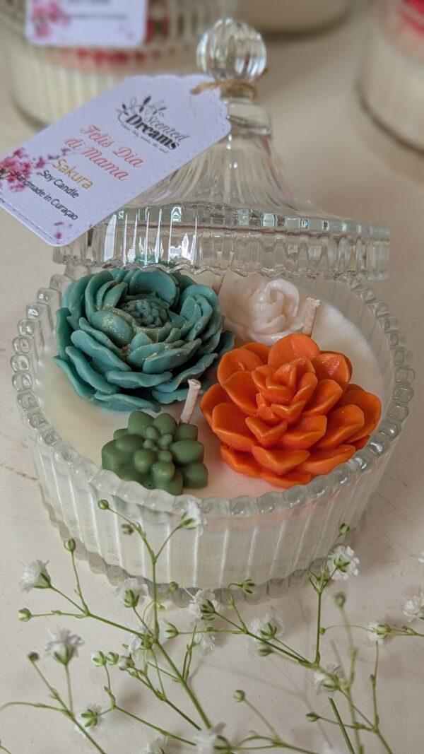 Flower Garden Medium with Teal and Orange flowers
